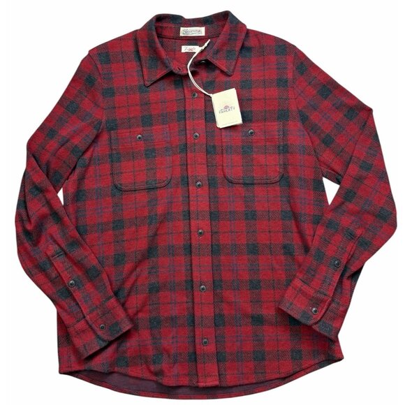 Faherty Women’s Medium Cherry Creek Red Paid Button Up Legend Sweater Shirt NEW - Picture 1 of 8